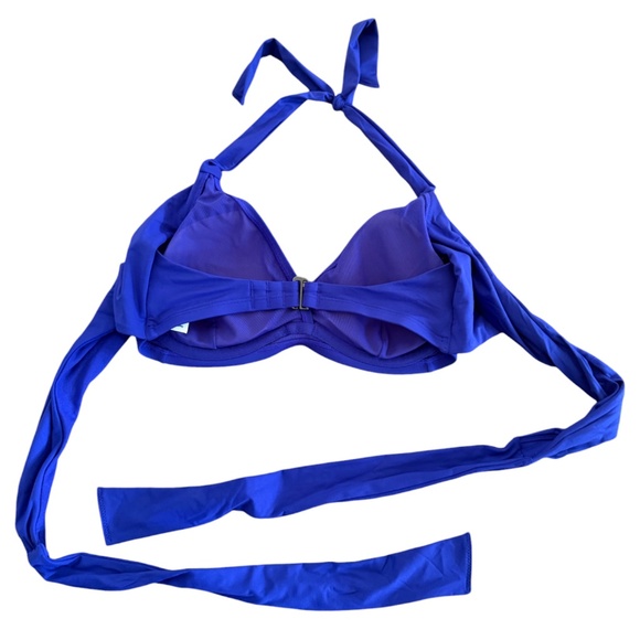 NWOT Athleta Bra Cup Wrap Halter Bikini Top Swimsuit in Yacht Blue - Picture 2 of 5